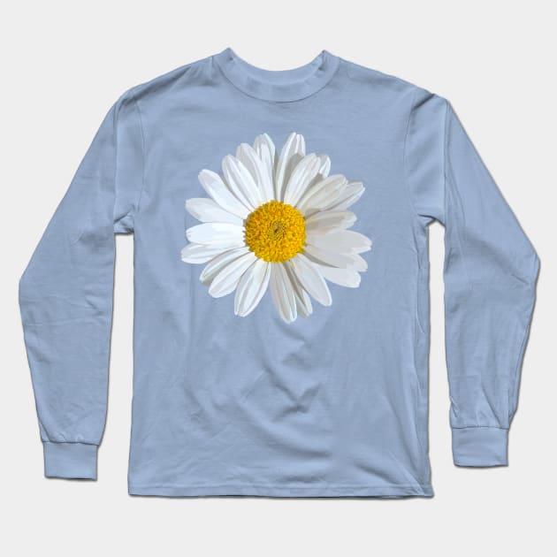 White marguerite blossom on light blue Long Sleeve T-Shirt by A_using_colors